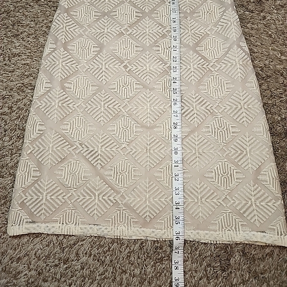 Adrianna Papell Lightweight Cream Embroidered Dress With Beige Lining Size 4 - Picture 7 of 10